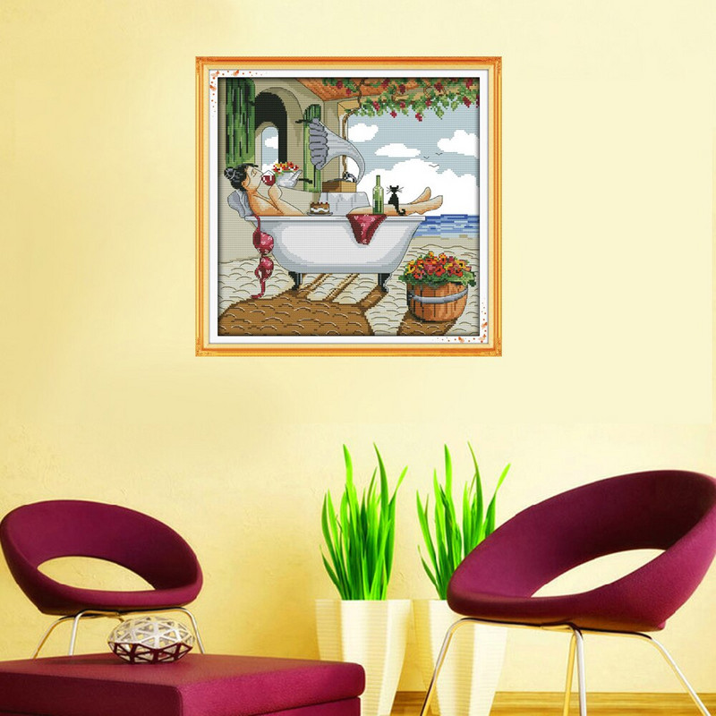 Κεντήματα DIY DMC 14CT 11CT Σετ σταυροβελονιάς για κιτ κεντήματος Απολαύστε τη ζωή Μετρημένα μοτίβα Διακοσμητική διακόσμηση σπιτιού