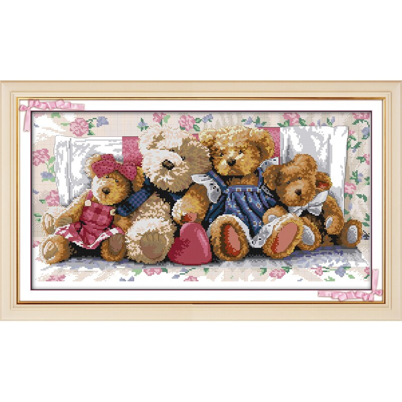 Αιώνια αγάπη Χριστουγεννιάτικο αρκουδάκι Οικογενειακό Οικολογικό Βαμβάκι Κινέζικα Κιτ Σταυροβελονιάς Μετρημένα Σταμπωτά 14 Χριστουγεννιάτικη διακόσμηση σπιτιού