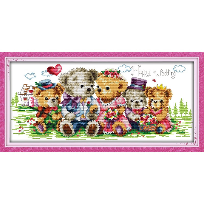 Αιώνια αγάπη Χριστουγεννιάτικο αρκουδάκι Οικογενειακό Οικολογικό Βαμβάκι Κινέζικα Κιτ Σταυροβελονιάς Μετρημένα Σταμπωτά 14 Χριστουγεννιάτικη διακόσμηση σπιτιού