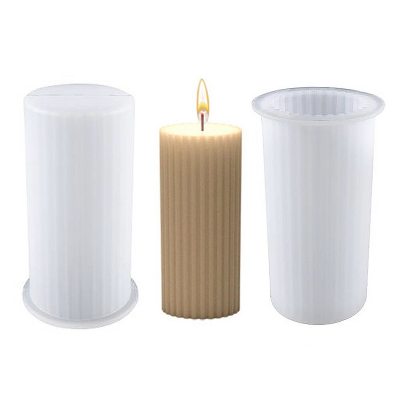 1 buc. Mucegai cilindric pentru lumânări DIY, model în dungi 3D, matriță pătrată din silicon geometrică, lucrată manual cu ceară, cristal, argilă epoxidice, turnare artizanală