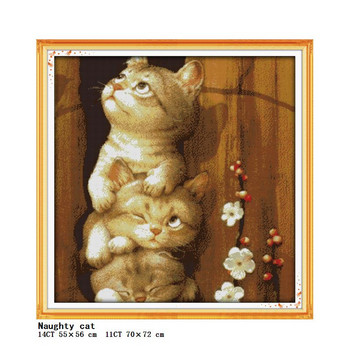 Различни серии от сладки котки DMC count комплект за кръстат бод Направи си сам животински шаблон 11CT 14CT платно за печат на платно комплект за бродерия