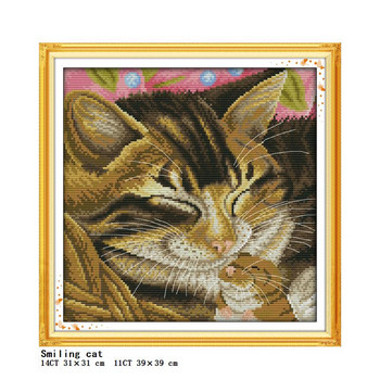 Διάφορα χαριτωμένα γάτα σειρά DMC count κιτ σταυροβελονιάς DIY μοτίβο ζώων 11CT 14CT ύφασμα εκτύπωσης σε καμβά σετ κεντήματος κεντήματος
