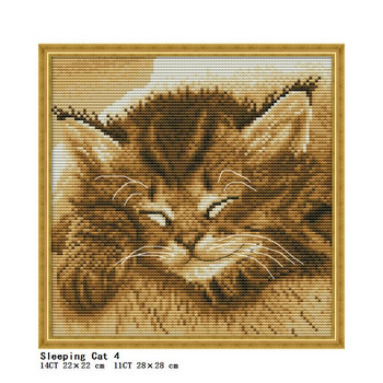 Διάφορα χαριτωμένα γάτα σειρά DMC count κιτ σταυροβελονιάς DIY μοτίβο ζώων 11CT 14CT ύφασμα εκτύπωσης σε καμβά σετ κεντήματος κεντήματος
