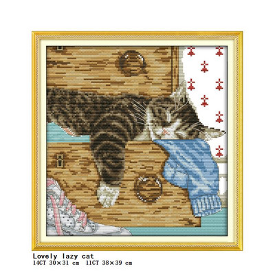 Diverse serii de pisici drăguțe DMC set cusături în cruce DIY model animal 11CT 14CT pânză țesătură imprimare set de broderie cu ac