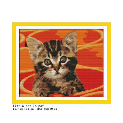 Diverse serii de pisici drăguțe DMC set cusături în cruce DIY model animal 11CT 14CT pânză țesătură imprimare set de broderie cu ac