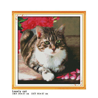 Diverse serii de pisici drăguțe DMC set cusături în cruce DIY model animal 11CT 14CT pânză țesătură imprimare set de broderie cu ac