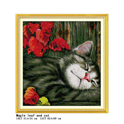 Diverse serii de pisici drăguțe DMC set cusături în cruce DIY model animal 11CT 14CT pânză țesătură imprimare set de broderie cu ac