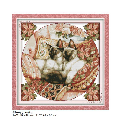 Diverse serii de pisici drăguțe DMC set cusături în cruce DIY model animal 11CT 14CT pânză țesătură imprimare set de broderie cu ac