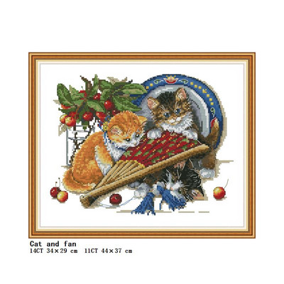 Diverse serii de pisici drăguțe DMC set cusături în cruce DIY model animal 11CT 14CT pânză țesătură imprimare set de broderie cu ac