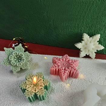 Коледна снежинка Силиконова форма Свещ Форма за сапун Направи си сам ароматерапия гипсова свещ Декоративна форма за торта Изработка на шоколадова смола