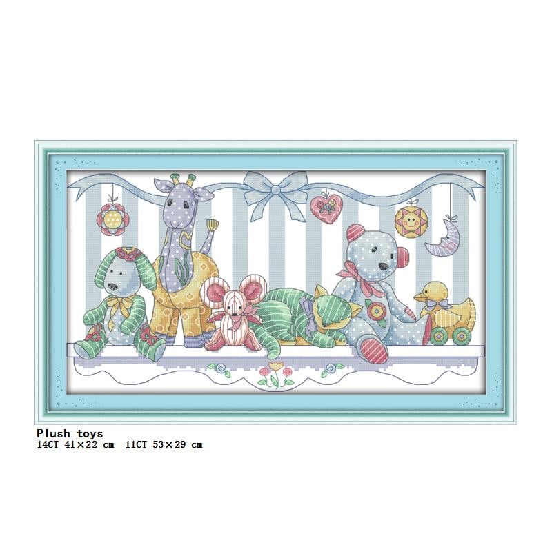 Sada na krížikovú výšivku s pečiatkou a potlačou, 14 ks, 11 ks, plátno, vyšívanie ihlou a niťou, DMC bavlnená niť, remeslo