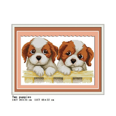 Κιτ διασταυρούμενης βελονιάς Σειρά τριών κουταβιών DIY Ζωγραφική με μοτίβο ζώων 14CT 11CT Κιτ κεντήματος καμβά Count Κεντήματα Διακόσμηση σπιτιού Ζωγραφική