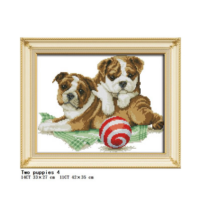 Κιτ διασταυρούμενης βελονιάς Σειρά τριών κουταβιών DIY Ζωγραφική με μοτίβο ζώων 14CT 11CT Κιτ κεντήματος καμβά Count Κεντήματα Διακόσμηση σπιτιού Ζωγραφική