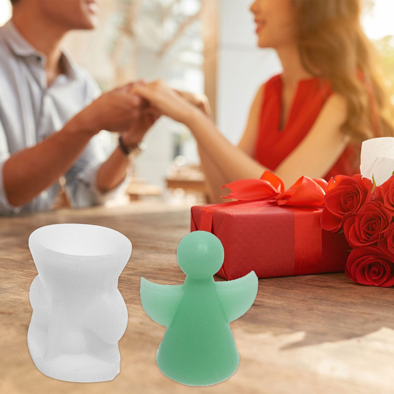 Matrite din silicon in forma de inger Forme din silicon reutilizabile pentru lumanari cu aromoterapie DIY Matrite din silicon intoarsite manual pentru camera de zi