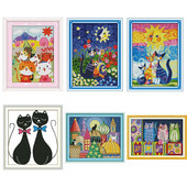 Joy Sunday Cat in the Sun Κινέζικη Σταυροβελονιά 14 καρατίων Κιτ Σταυροβελονιάς DIY Κεντήματα DMC Κιτ Σταυροβελονιάς Κεντήματα χειροτεχνίας