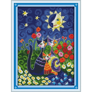 Joy Sunday Cat in the Sun Китайски кръстат бод 14ct 11ct комплект кръстат бод Направи си сам ръкоделие DMC комплект кръстат бод бродерия занаяти