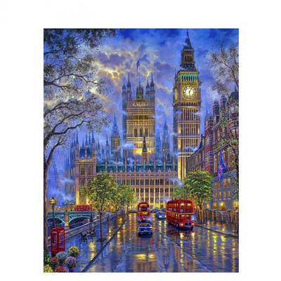 City Landscape Printed Fabric 11CT Cross-Stitch Kit DIY Ebroidery DMC Threads Craft Handcraft Painting Handmade Sales