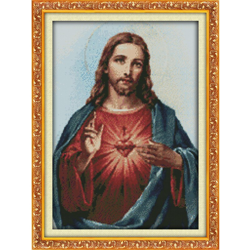 Κεντήματα DIY DMC Σετ σταυροβελονιών για κιτ κεντήματος Sacred Heart of Jesus Patterns Counted Cross-Stittching Διακόσμηση σπιτιού