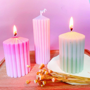 New Gear Cylindrical Candle Mold Strip Spire Mold Aromatherapy Candle Mold DIY Geometric Shaped Spire Καλούπια σιλικόνης για χειροτεχνίες 3d