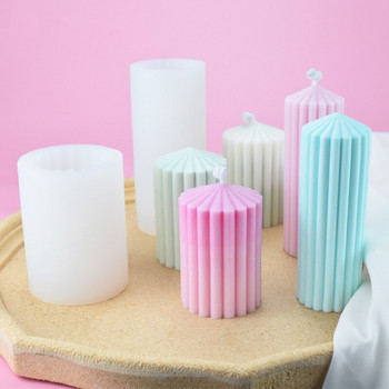New Gear Cylindrical Candle Mold Strip Spire Mold Aromatherapy Candle Mold DIY Geometric Shaped Spire Καλούπια σιλικόνης για χειροτεχνίες 3d