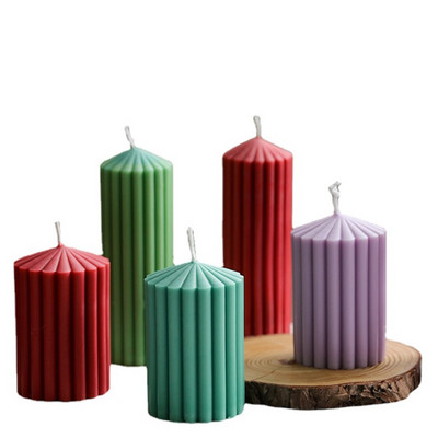 New Gear Cylindrical Candle Mold Strip Spire Mold Aromatherapy Candle Mold DIY Geometric Shaped Spire Καλούπια σιλικόνης για χειροτεχνίες 3d