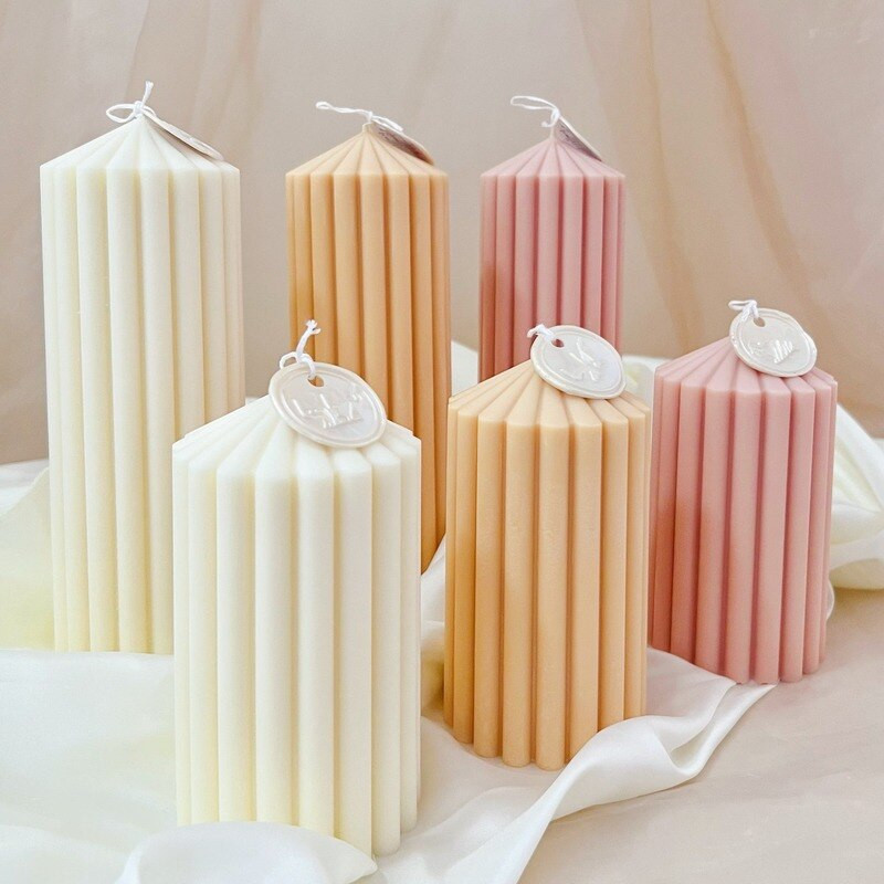 New Gear Cylindrical Candle Mold Strip Spire Mold Aromatherapy Candle Mold DIY Geometric Shaped Spire Καλούπια σιλικόνης για χειροτεχνίες 3d