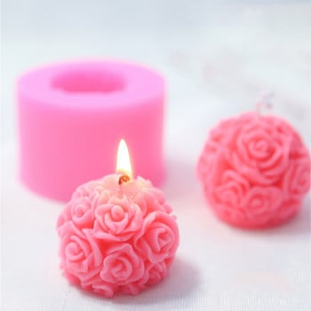 3D цилиндър от восъчна форма за свещи от рози Ръчно изработена ароматерапевтична свещ за производство на силиконова форма за сапунена смола Форми за печене на торти Декорация на дома