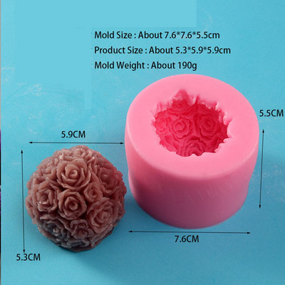 3D cilindrinė rožių žvakių vaško forma Rankų darbo aromaterapinė žvakė silikono formų muilo derva pyrago kepimo formelės namų dekoravimas