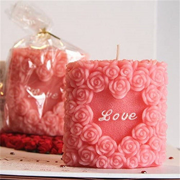 Цилиндрична розова свещ, силиконова форма, ръчно изработена ароматерапевтична свещ, гипсова ароматерапевтична форма, форма за сапун, производство на свещи