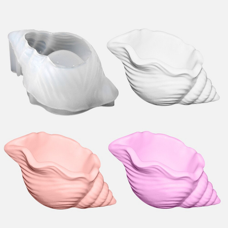 Καλούπια κεριών DIY Βάζο κεριού σε σχήμα κόγχης Μορφή σιλικόνης Εποξειδικό γύψο Καλούπι με κοχύλι θάλασσας Αρωματικό κερί Χειροποίητο κουτί από κερί Decor Craft