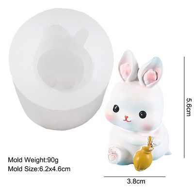 Χαριτωμένο ζωικό καλούπι κεριών σιλικόνης DIY τρισδιάστατο σχήμα κουνελιού Χειροποίητο αφηρημένο κερί αρωματοθεραπείας σαπούνι γύψο κατασκευής φόρμα χειροτεχνίας