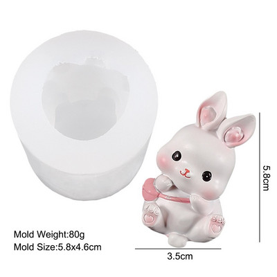 Χαριτωμένο ζωικό καλούπι κεριών σιλικόνης DIY τρισδιάστατο σχήμα κουνελιού Χειροποίητο αφηρημένο κερί αρωματοθεραπείας σαπούνι γύψο κατασκευής φόρμα χειροτεχνίας