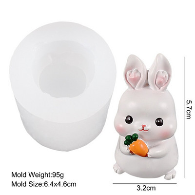 Χαριτωμένο ζωικό καλούπι κεριών σιλικόνης DIY τρισδιάστατο σχήμα κουνελιού Χειροποίητο αφηρημένο κερί αρωματοθεραπείας σαπούνι γύψο κατασκευής φόρμα χειροτεχνίας