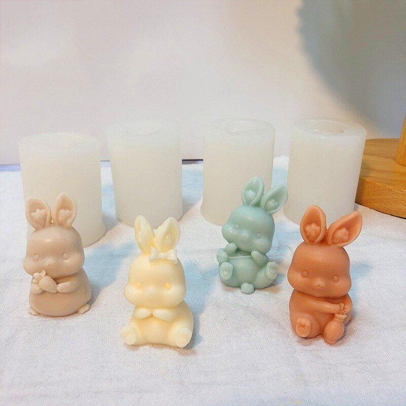 Χαριτωμένο ζωικό καλούπι κεριών σιλικόνης DIY τρισδιάστατο σχήμα κουνελιού Χειροποίητο αφηρημένο κερί αρωματοθεραπείας σαπούνι γύψο κατασκευής φόρμα χειροτεχνίας