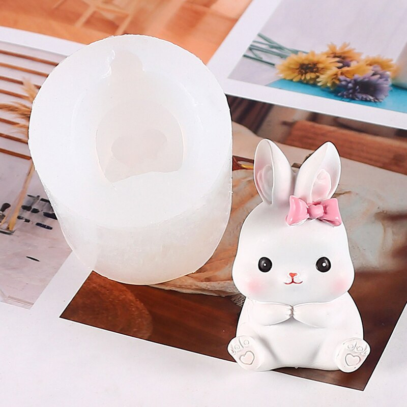 Χαριτωμένο ζωικό καλούπι κεριών σιλικόνης DIY τρισδιάστατο σχήμα κουνελιού Χειροποίητο αφηρημένο κερί αρωματοθεραπείας σαπούνι γύψο κατασκευής φόρμα χειροτεχνίας