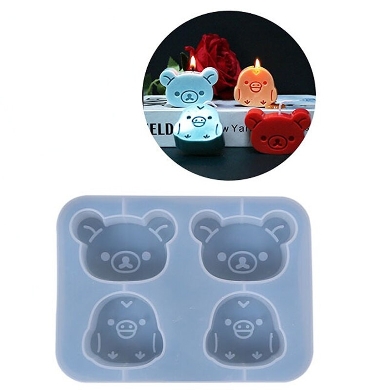 4 Styles Animal Series Καλούπι Σιλικόνης Άρωμα Κερί Γύψινο Διακόσμηση Ψήσιμο Καλούπι Σοκολάτας Χειροποίητο Καλούπια Σαπουνιού για Ρητίνη