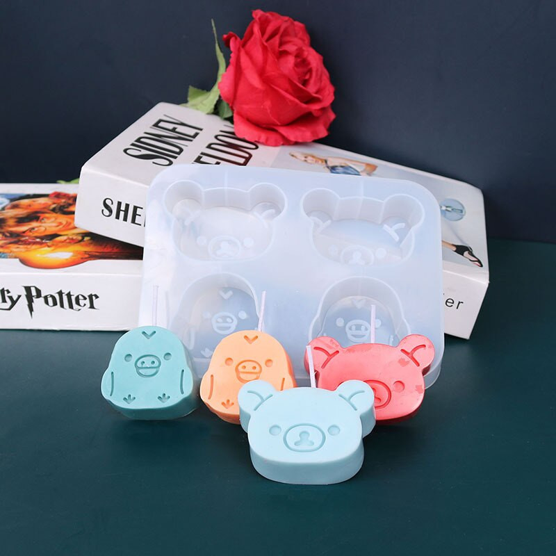 4 Styles Animal Series Καλούπι Σιλικόνης Άρωμα Κερί Γύψινο Διακόσμηση Ψήσιμο Καλούπι Σοκολάτας Χειροποίητο Καλούπια Σαπουνιού για Ρητίνη