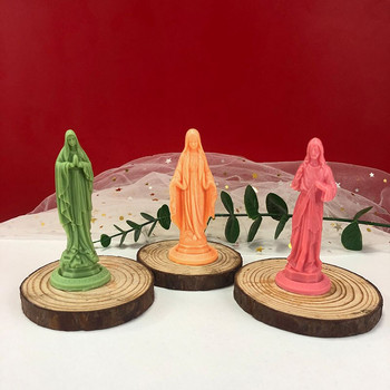 Направи си сам Дева Мария Силиконови форми за свещи 3D статуя на Отец Исус Христос Епоксидна смола Ръчно изработени форми за сапун Мус Форма за правене на торти