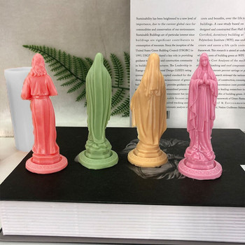 Направи си сам Дева Мария Силиконови форми за свещи 3D статуя на Отец Исус Христос Епоксидна смола Ръчно изработени форми за сапун Мус Форма за правене на торти