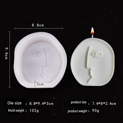 Ziemeļvalstu dizaina sejas silikona sveces veidne Abstrakta sejas aromterapijas sveču ziepju ģipša ornamenta portretu skulptūru veidņu izgatavošana