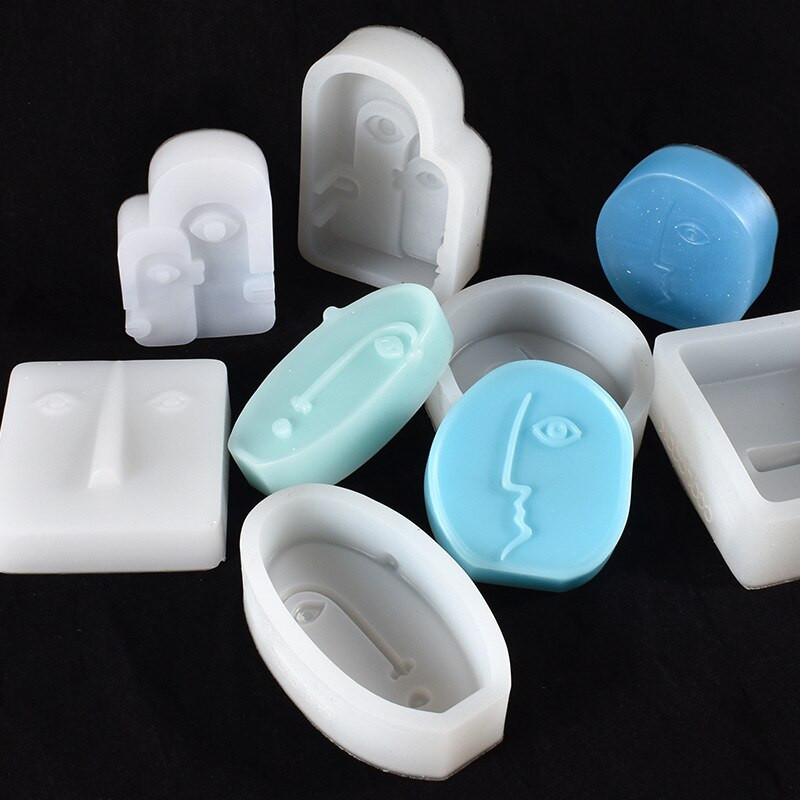 Põhjamaise disainiga näo silikoonküünla vorm Abstraktne nägu aroomiteraapia küünla seebist kipsist ornament portreeskulptuuri vormi valmistamine