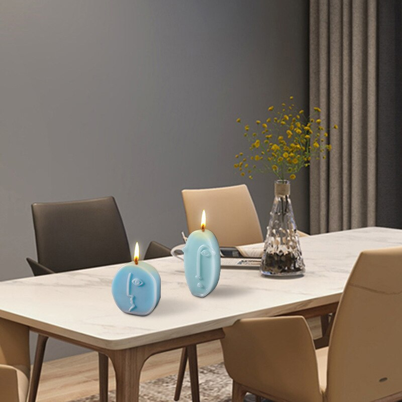 Põhjamaise disainiga näo silikoonküünla vorm Abstraktne nägu aroomiteraapia küünla seebist kipsist ornament portreeskulptuuri vormi valmistamine