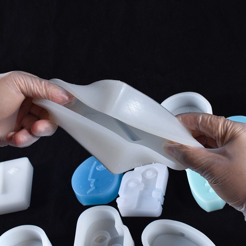 Põhjamaise disainiga näo silikoonküünla vorm Abstraktne nägu aroomiteraapia küünla seebist kipsist ornament portreeskulptuuri vormi valmistamine