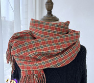 Γυναικείο καρό κασκόλ  με κρόσσια - μήκος 200 cm