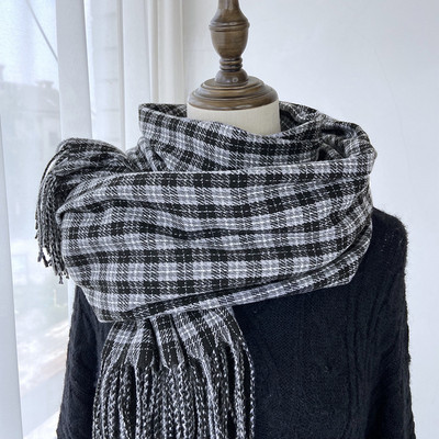 Γυναικείο καρό κασκόλ  με κρόσσια - μήκος 200 cm