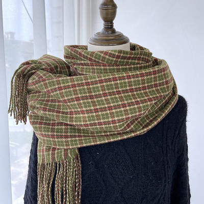 Γυναικείο καρό κασκόλ  με κρόσσια - μήκος 200 cm