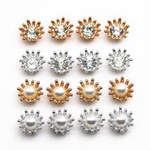 50 komada 15 mm zlatni/srebrni vještački dijamant/biserni cvijet plastični plosnati gumbi ukrasni dodaci za spomenare