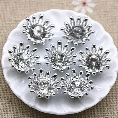 50 komada 15 mm zlatni/srebrni vještački dijamant/biserni cvijet plastični plosnati gumbi ukrasni dodaci za spomenare