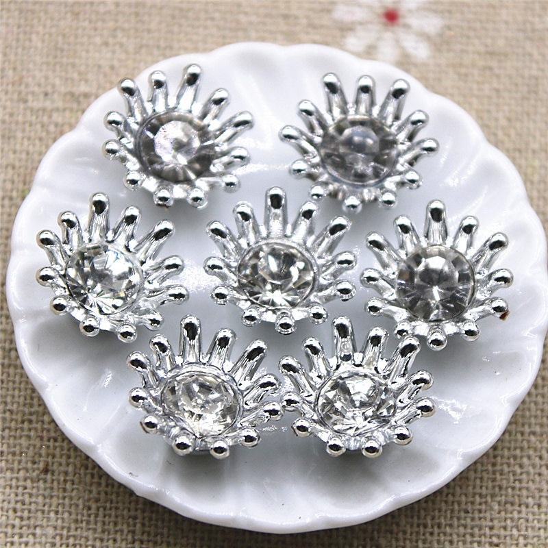 50 komada 15 mm zlatni/srebrni vještački dijamant/biserni cvijet plastični plosnati gumbi ukrasni dodaci za spomenare