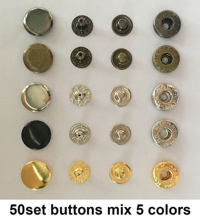 50 set 10mm 12.5mm 15mm Știfturi metalice de apăsare Buton de cusut Butoane de fixare pentru cusut Artizanat din piele Haine Genți Îmbrăcăminte